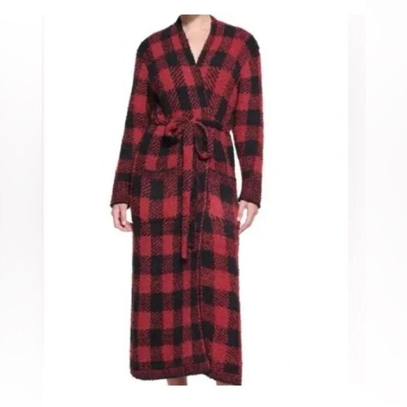 SKIMS Red and Black Plaid Robe